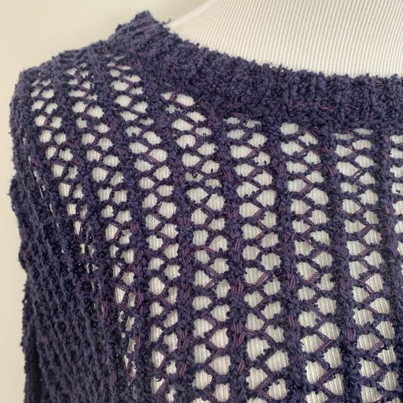 BCBGMaxAzria Purple Open Knit Crochet Sweater Vest T Shirt Small - Picture 4 of 10